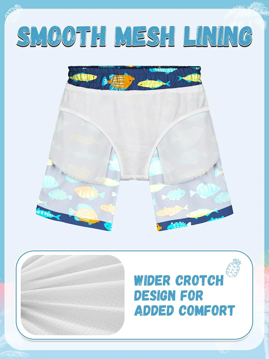 2 Pack Toddler Boys Swim Trunks UPF 50  Swim Shorts with Mesh Liner Boy Stretch Suit Swimsuit