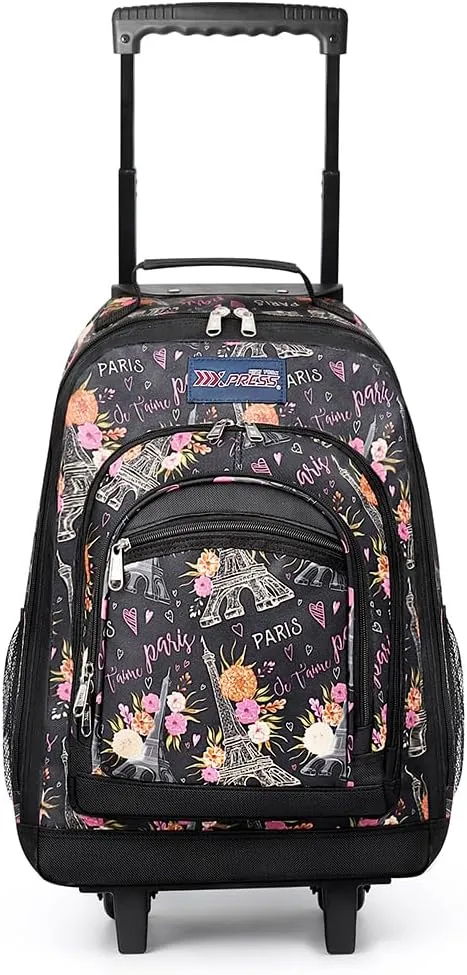 20'' Rolling Backpacks for Man/Women Travel Backpack with Wheels Trolley Suitcase Wheeled Bag Laptop Backpack#Floral