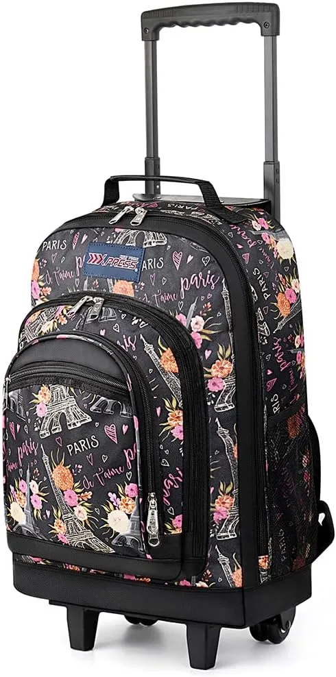 20'' Rolling Backpacks for Man/Women Travel Backpack with Wheels Trolley Suitcase Wheeled Bag Laptop Backpack#Floral