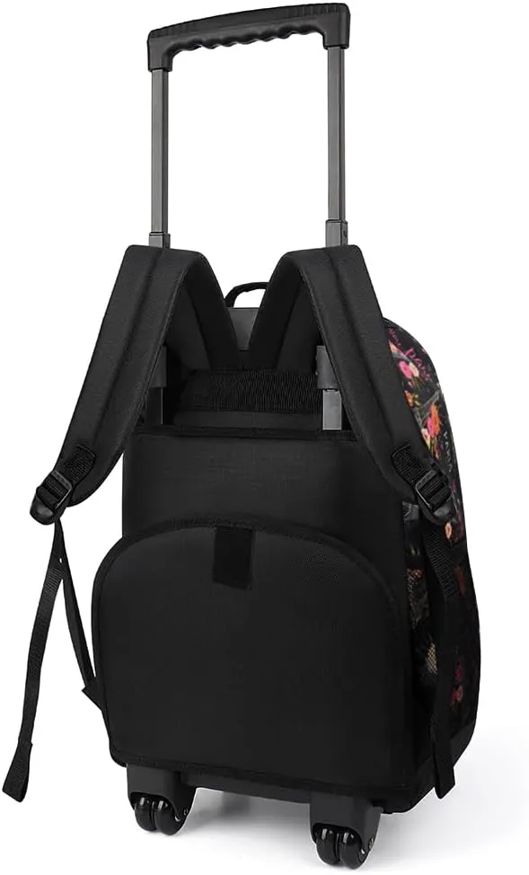 20'' Rolling Backpacks for Man/Women Travel Backpack with Wheels Trolley Suitcase Wheeled Bag Laptop Backpack#Floral