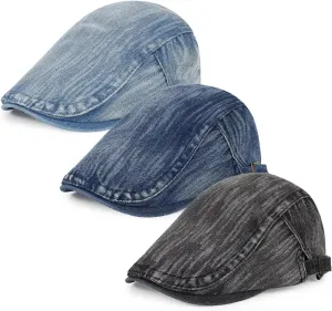 3Pcs Men's Newsboy Caps Washing Cotton Cooling Lightweight Scally Cap for Men Adjustable Flat Cap