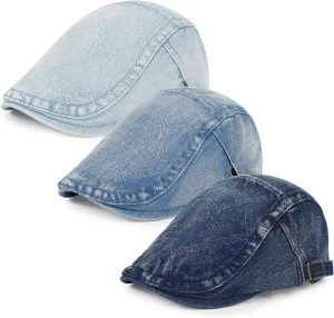 3Pcs Men's Newsboy Caps Washing Cotton Cooling Lightweight Scally Cap for Men Adjustable Flat Cap