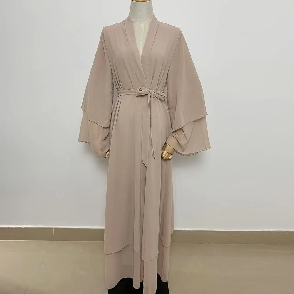 Abayas for Women Muslim Dubai Dress Solid Loose Fit Long Cardigan Islamic Kaftan Robe Open Front Maxi Length
