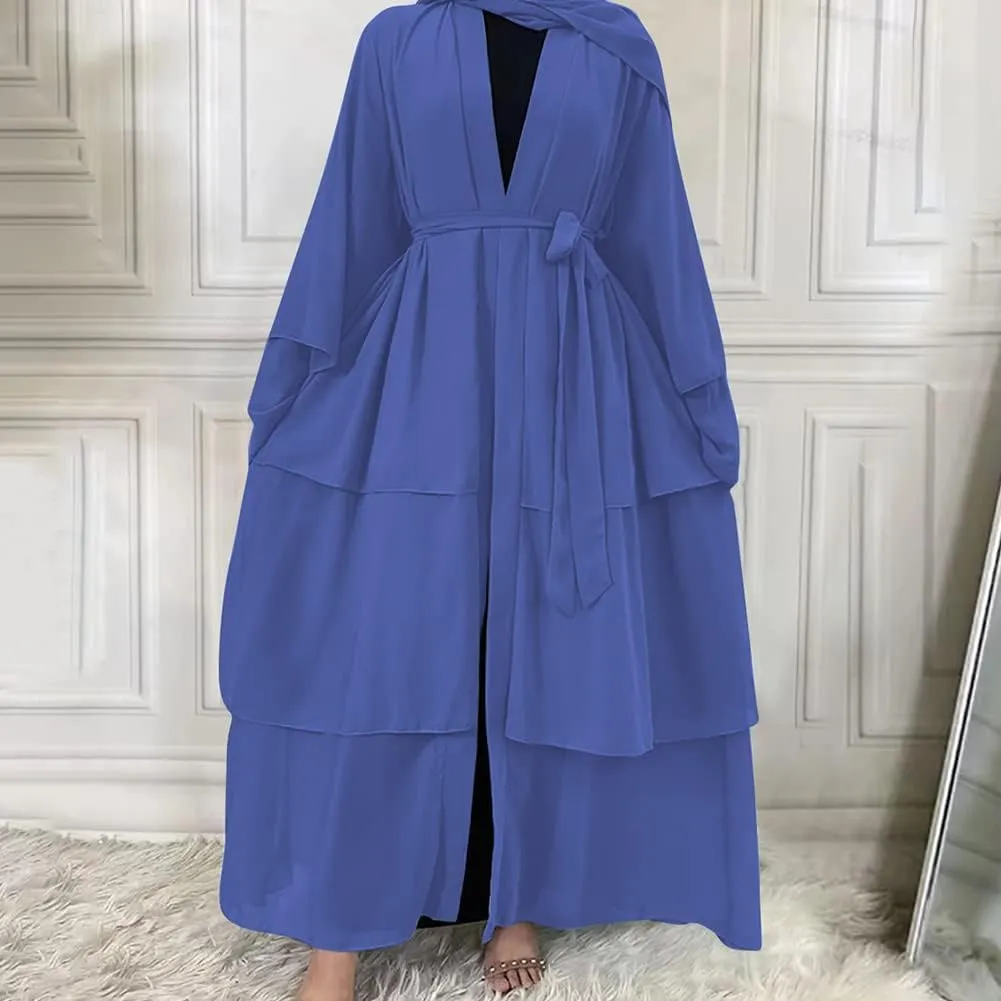 Abayas for Women Muslim Dubai Dress Solid Loose Fit Long Cardigan Islamic Kaftan Robe Open Front Maxi Length