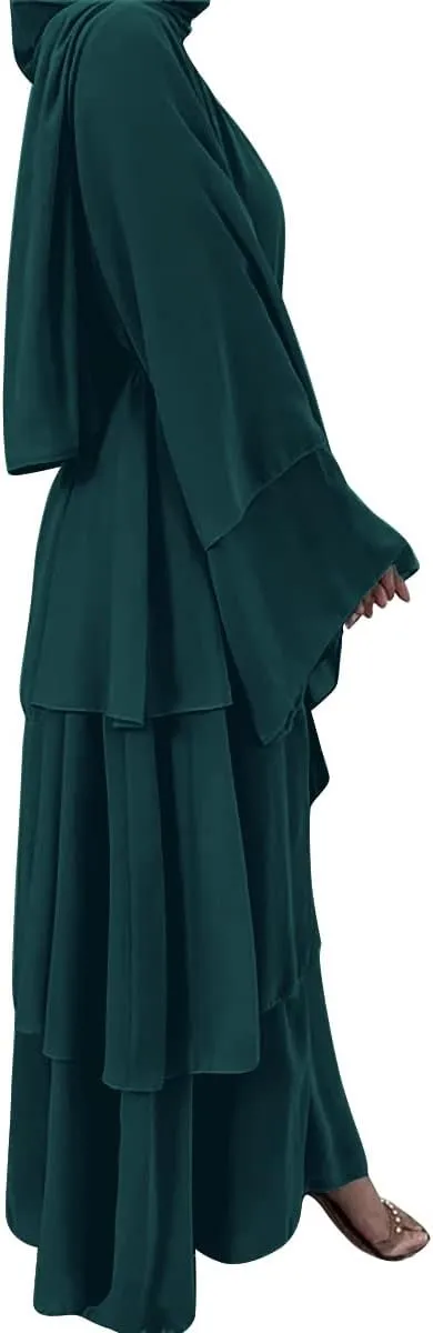 Abayas for Women Muslim Dubai Dress Solid Loose Fit Long Cardigan Islamic Kaftan Robe Open Front Maxi Length
