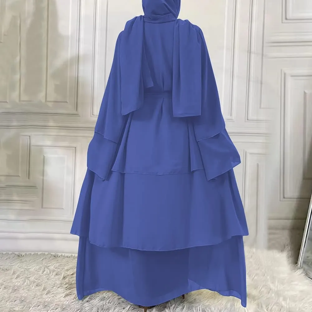 Abayas for Women Muslim Dubai Dress Solid Loose Fit Long Cardigan Islamic Kaftan Robe Open Front Maxi Length