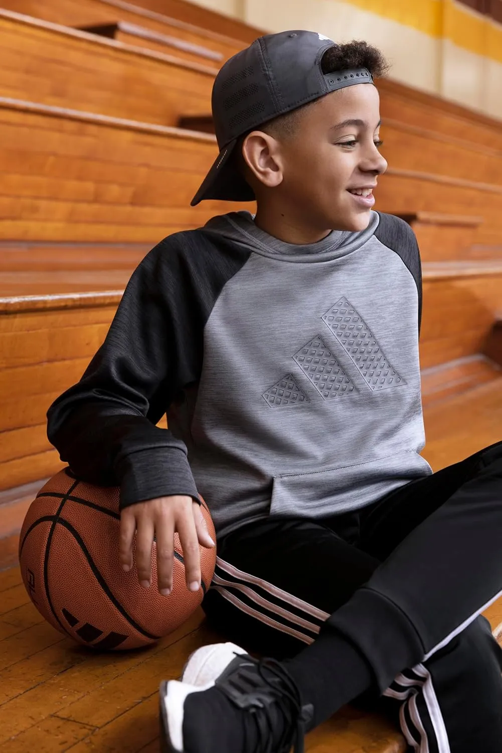 adidas Boys' Pullover Hoodie Poly Hooded Sweatshirt