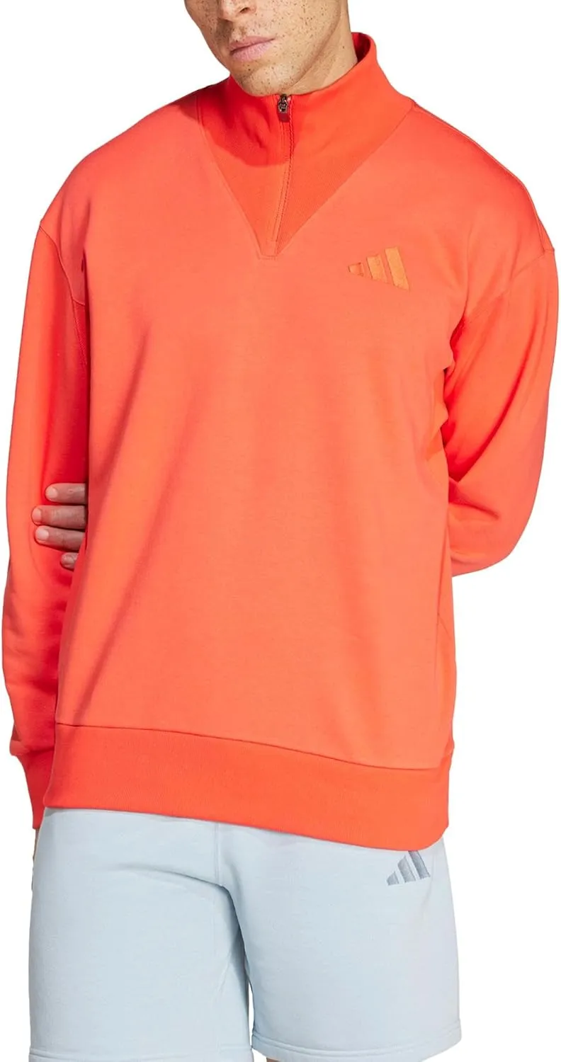 adidas Men's All Szn Fleece Quarter-Zip Crewneck Swearshirt
