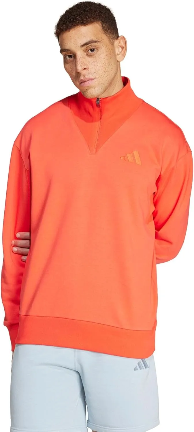 adidas Men's All Szn Fleece Quarter-Zip Crewneck Swearshirt