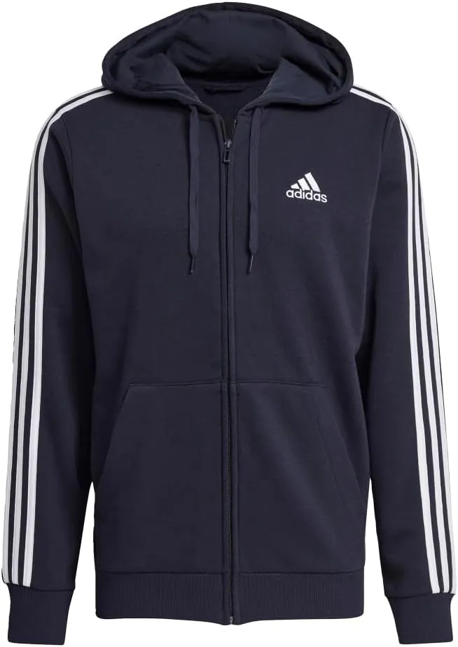 adidas Men's Essentials French Terry 3-Stripes Full-Zip Hoodie