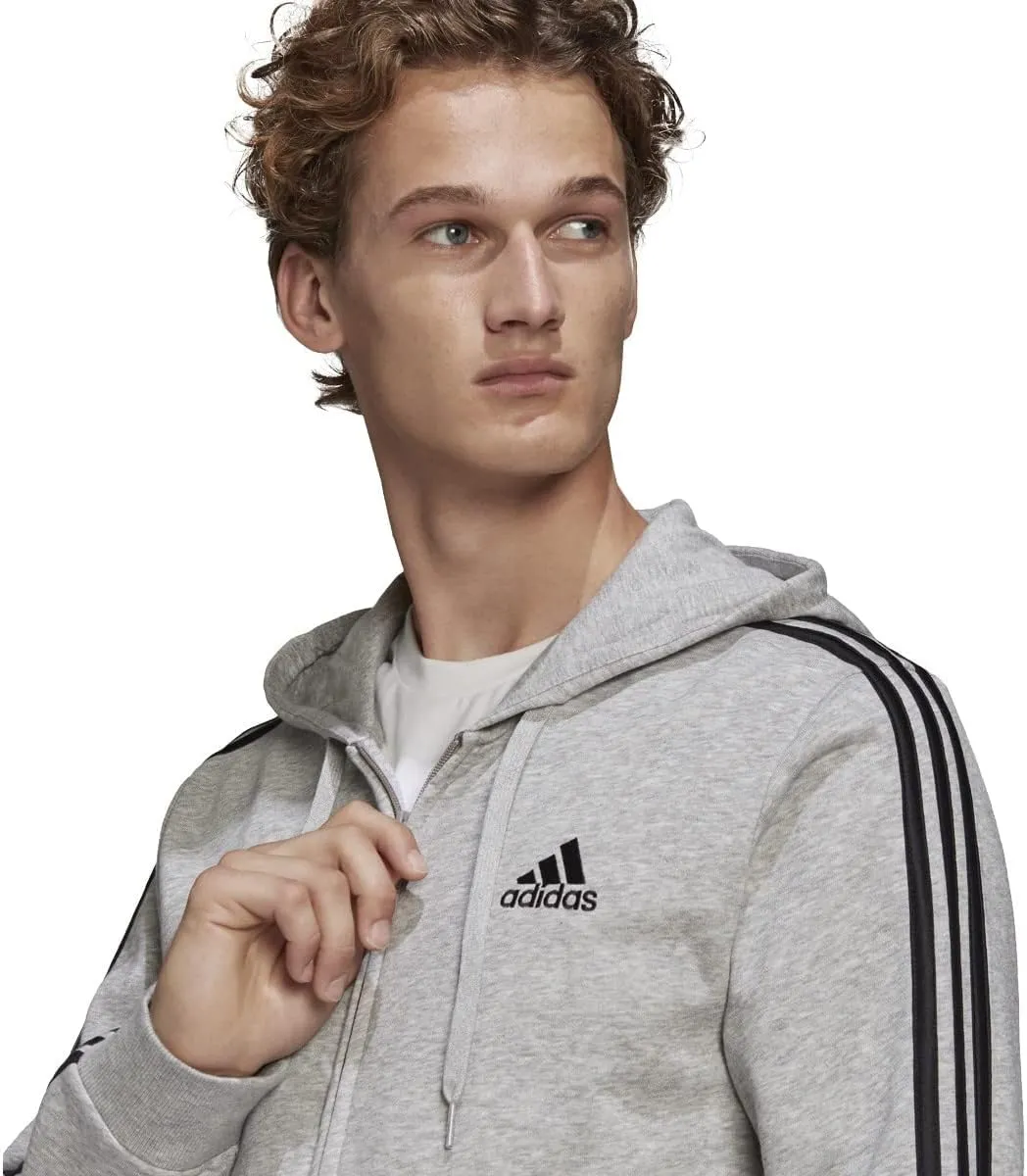 adidas Men's Essentials French Terry 3-Stripes Full-Zip Hoodie