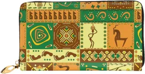 African Pattern Leather Wallet Credit Card Holder Wallet Fashion Wristlet Wallet Clutch Purse For Women And Men