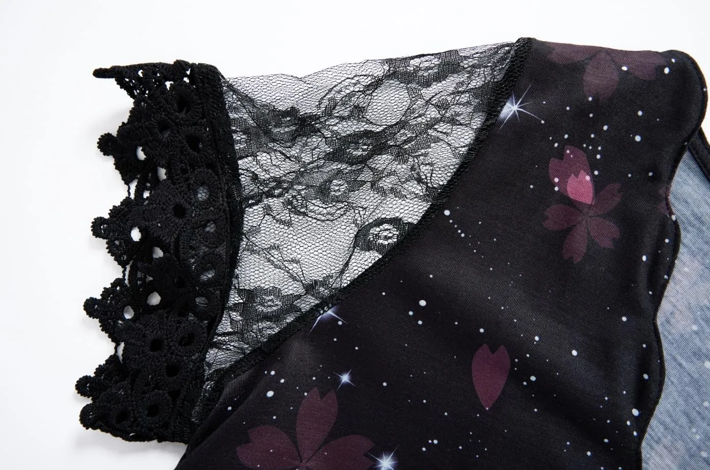 Akivide Women's Elegant Floral Lace Short Sleeve Mini Dress Summer Casual V Neck Tshirt Short Sundress Black
