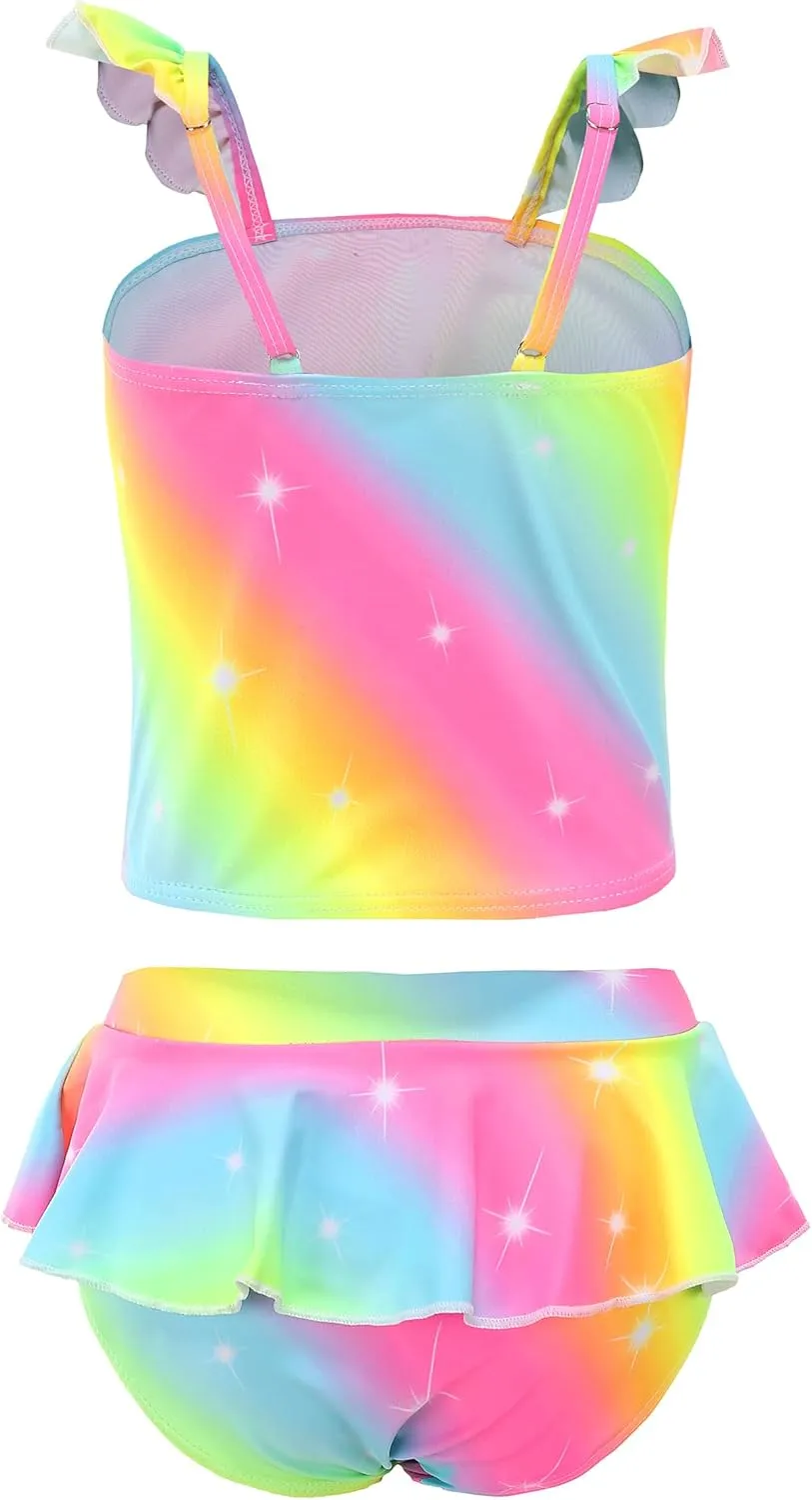 Akokvlar Two Pieces Swimsuit Mermaid Bikinis Tankini Bathing Suit for Little Girls