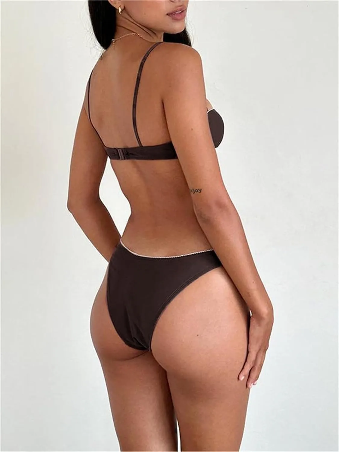 Alyweatry Women Y2k Bikinis Sets Coquette Aesthetic Bows Halter Tie Up Bikini Top High Cut Elastic Waist Bikini Bottom