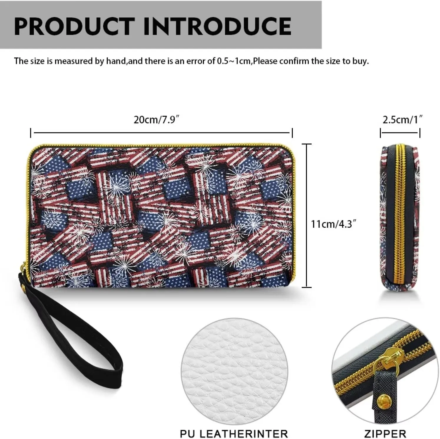 American Flag Women Wallets PU Leather Purse for Lady Novelty Travel Money Clips Long Style Large Capacity