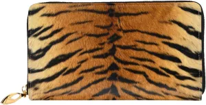 Animal Tiger Pattern Leather Wallet Credit Card Holder Wallet Fashion Wristlet Wallet Clutch Purse For Women And Men