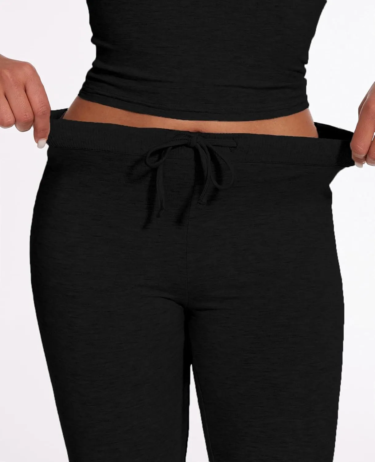 AnotherChill Women's 2 Piece Lounge Sets Straight Leg Pants Set Short Sleeve Crop T-shirt Casual Outfits Comfy Loungewear