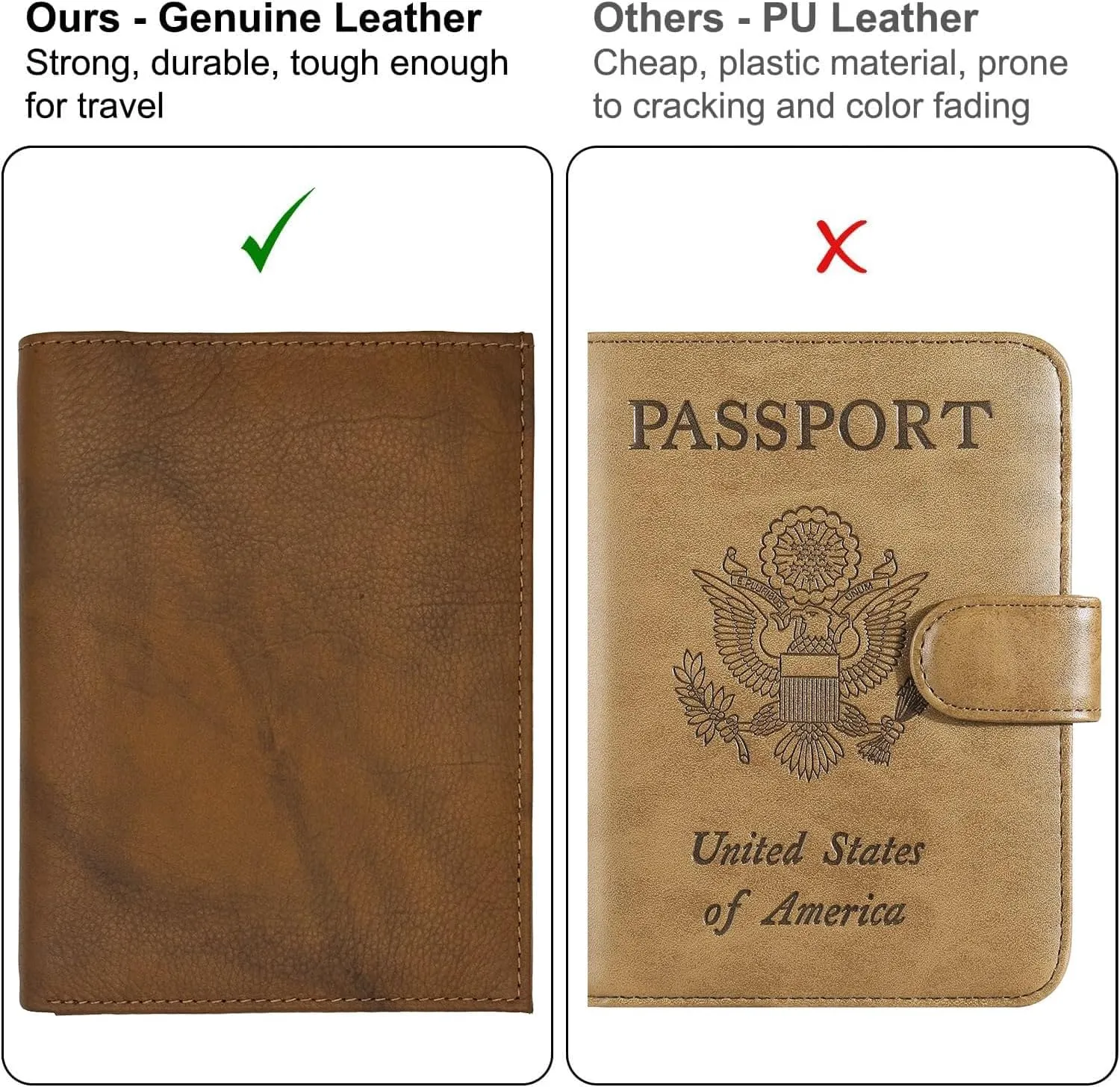 Antique Saddle RFID Genuine Leather Passport Wallet