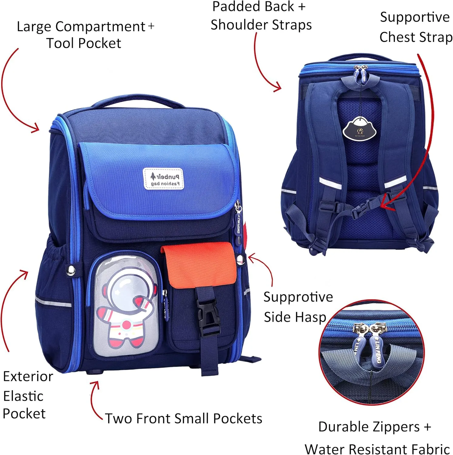 AO ALI VICTORY Kids Backpack for Boys Elementary School Bags Large Toddler Kindergarten Preschool Bookbags Space Backpacks (Blue)