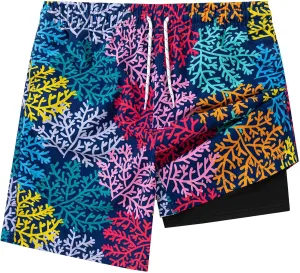 Aueyan Boys Swim Trunks with Compression Liner,Big Boy Bathing Suit Swimwear