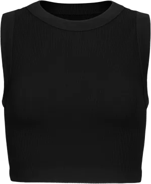 AUROLA Essentials Rib Seamless Sleeveless Tank for Women Subtle Logo Round Neck Active Workout Crop Tops