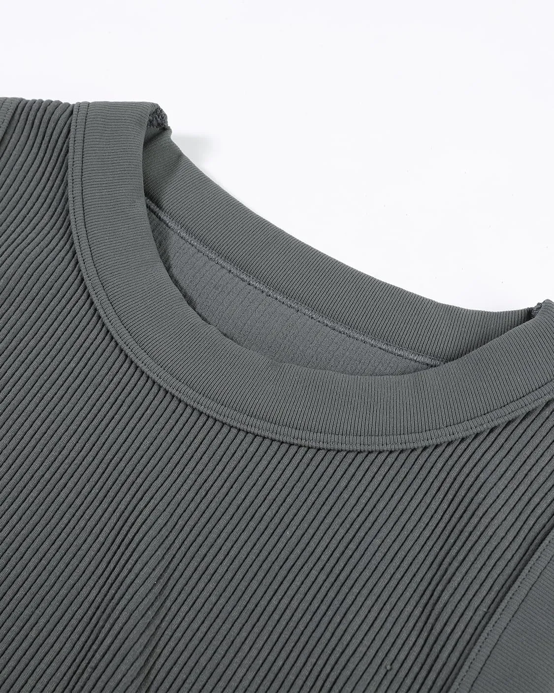 AUROLA Essentials Rib Seamless Sleeveless Tank for Women Subtle Logo Round Neck Active Workout Crop Tops