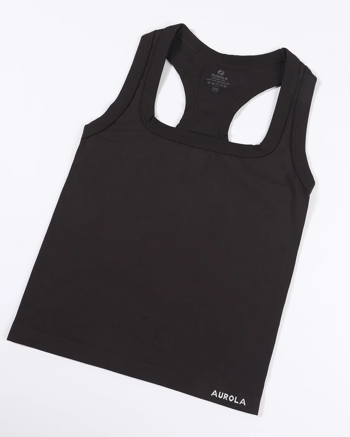 AUROLA Essentials Seamless Sleeveless Racerback Top,Women Subtle Marl Workout Square Neck Fitted Tank