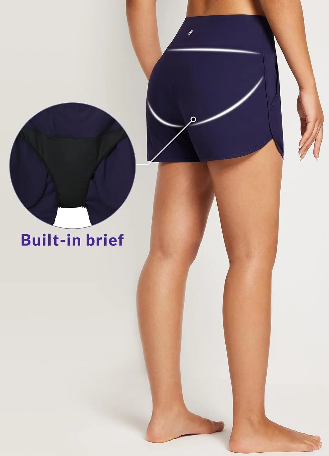 baleaf Women's 3"/5"/ 7" High Waisted Swim Board Shorts Quick Dry Swimsuits Bottoms Trunks with Pockets