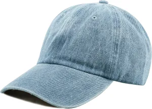 Baseball Dad Hat Women Men Blank Washed Low Profile Cotton and Denim UPF 50  Running Golf Cap Hat