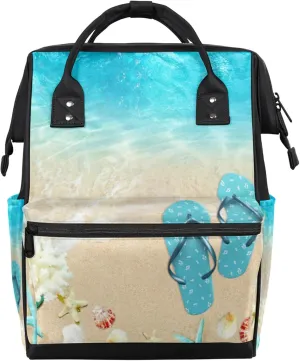 Beach Slippers Starfish Diaper Bag Mommy Bags With Adjustable Shoulder Strap Waterproof Multifunction Shoulder Bag Travel Large Capacity Backpack for Moms And Dads