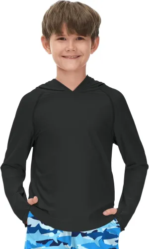 BesserBay Boys Sun Protection Hooded Long Sleeve Rashguard Shirt 1-14 Years