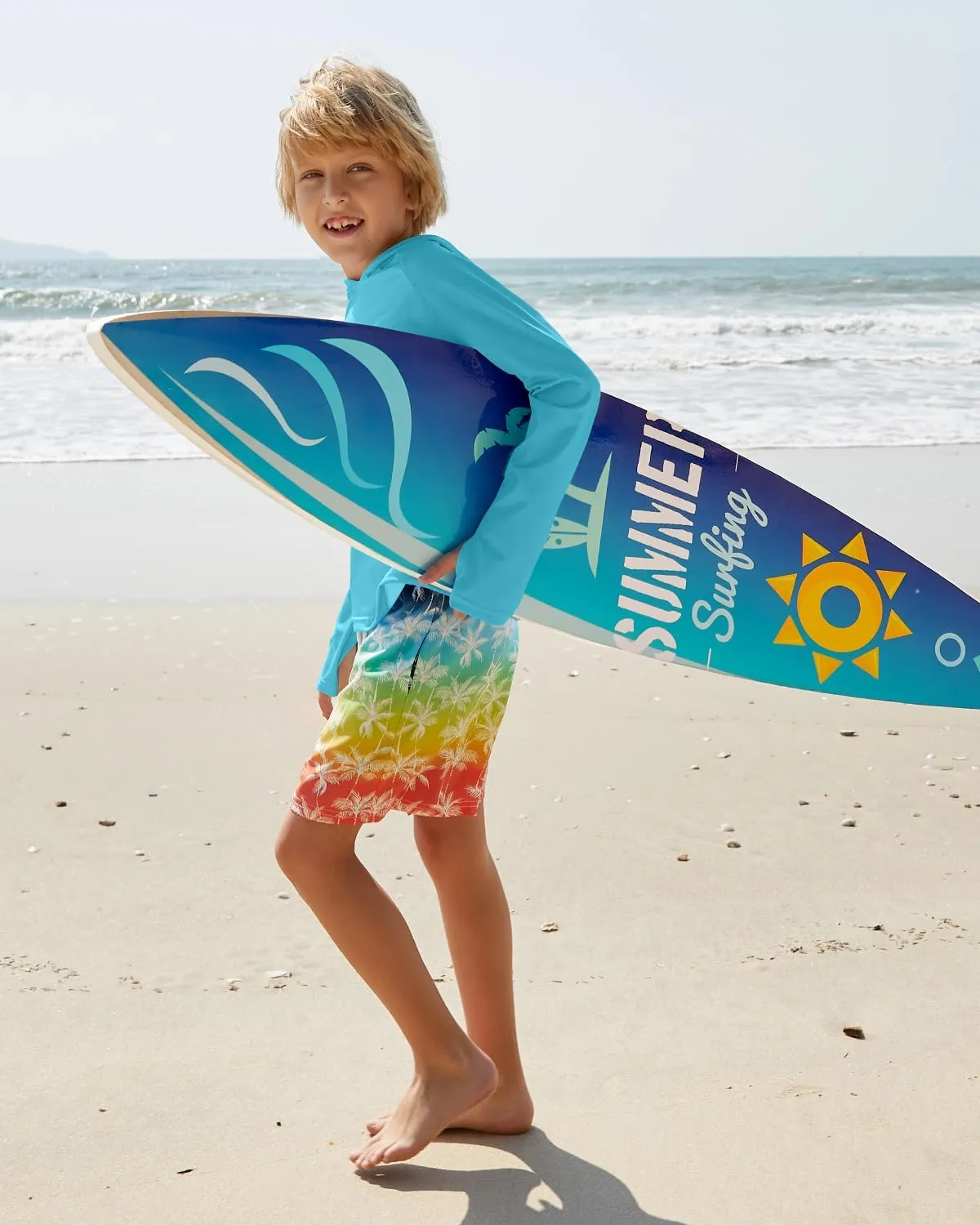 BesserBay Boys Sun Protection Hooded Long Sleeve Rashguard Shirt 1-14 Years