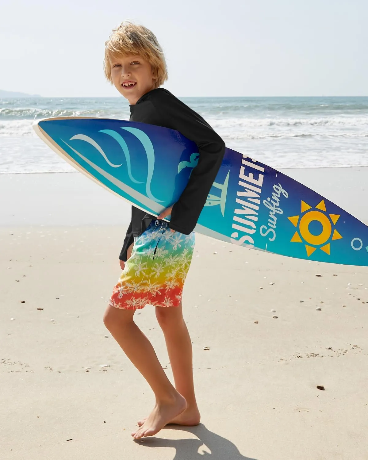 BesserBay Boys Sun Protection Hooded Long Sleeve Rashguard Shirt 1-14 Years