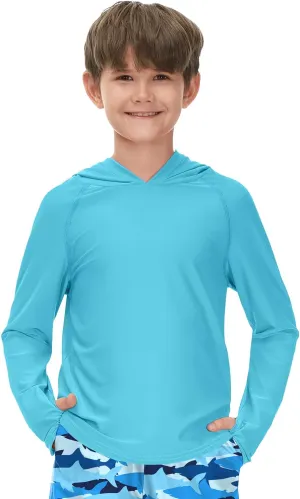 BesserBay Boys Sun Protection Hooded Long Sleeve Rashguard Shirt 1-14 Years