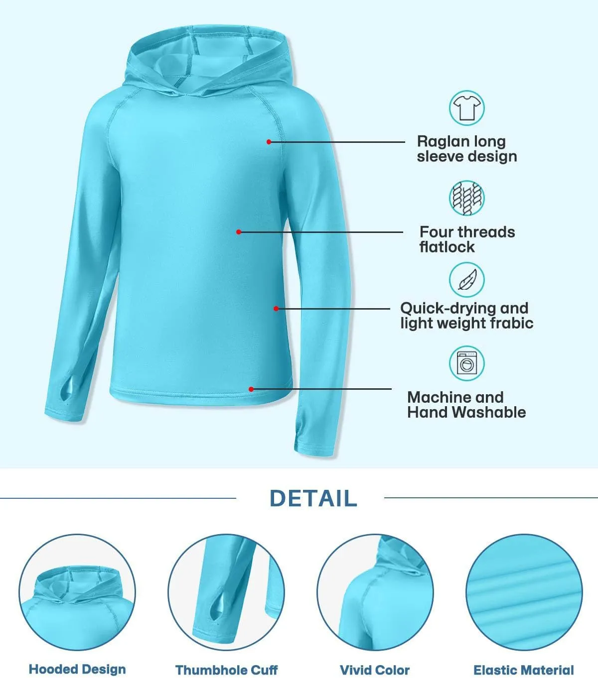 BesserBay Boys Sun Protection Hooded Long Sleeve Rashguard Shirt 1-14 Years