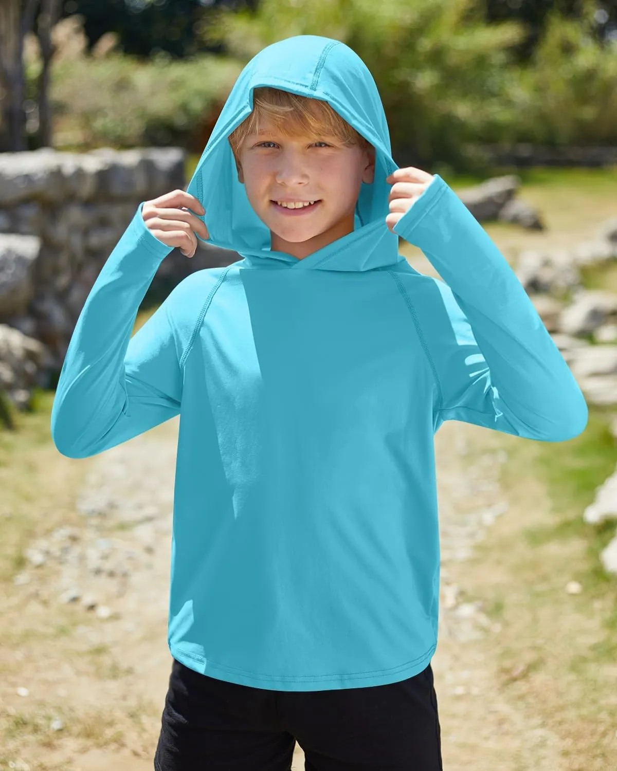 BesserBay Boys Sun Protection Hooded Long Sleeve Rashguard Shirt 1-14 Years