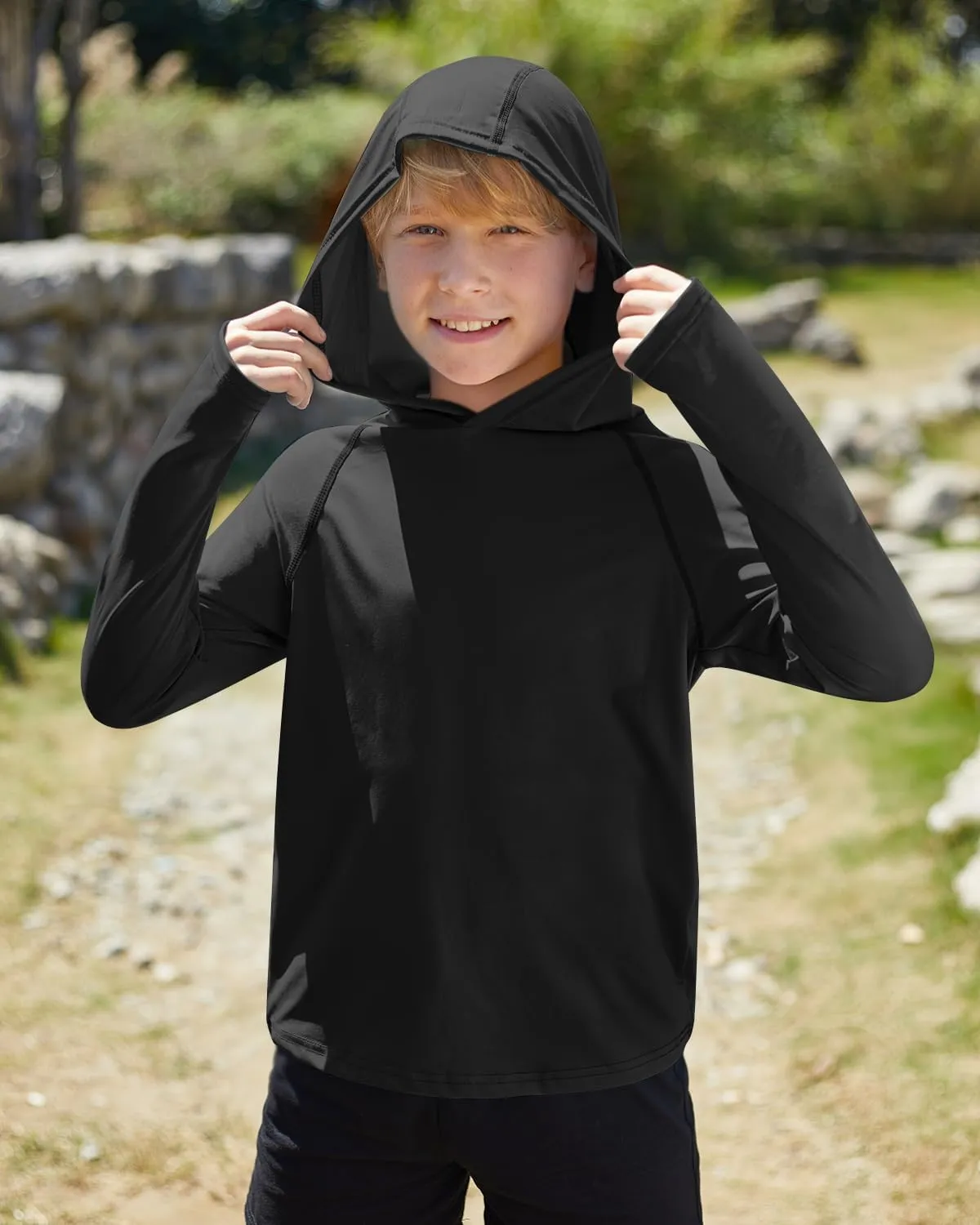 BesserBay Boys Sun Protection Hooded Long Sleeve Rashguard Shirt 1-14 Years
