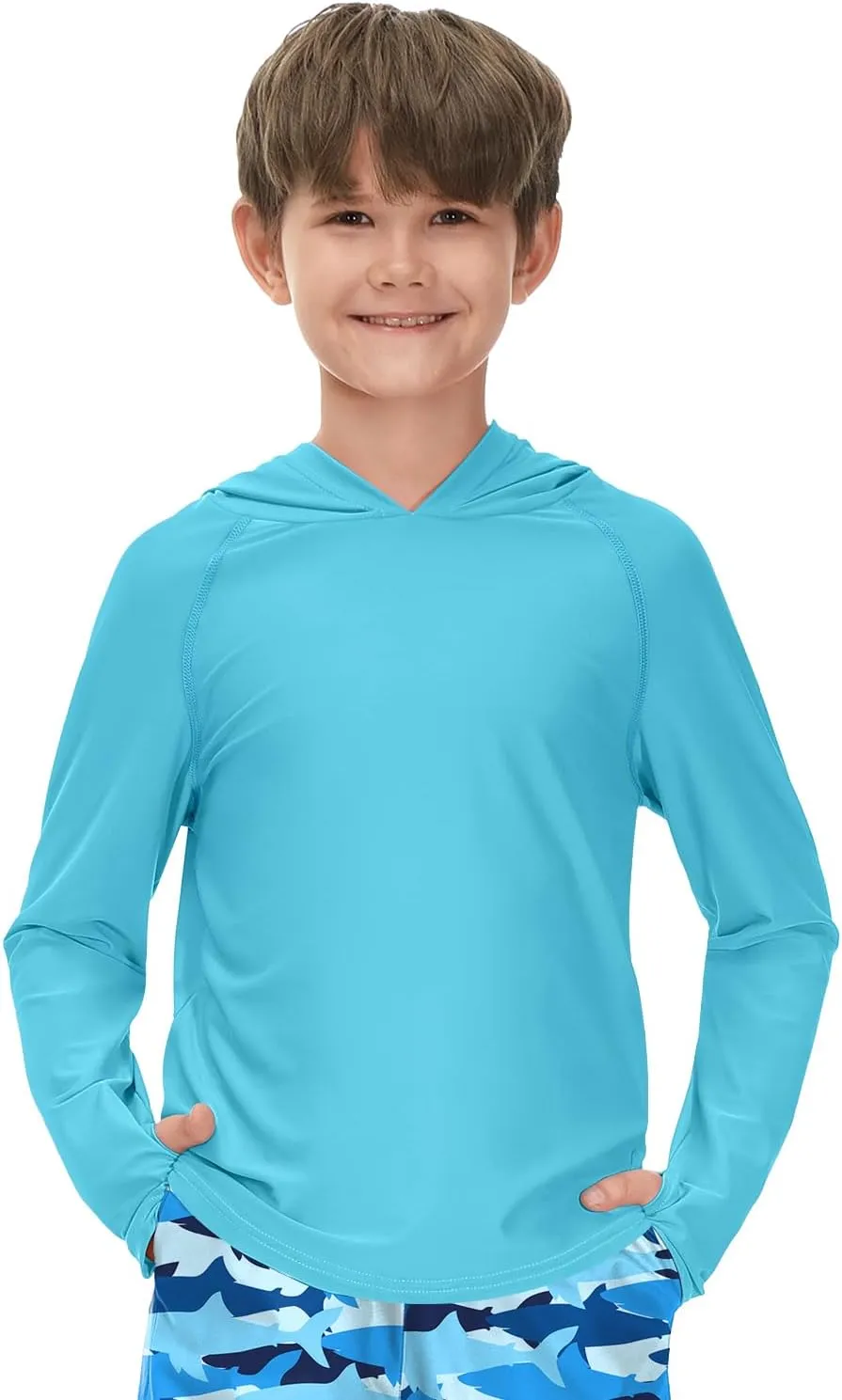 BesserBay Boys Sun Protection Hooded Long Sleeve Rashguard Shirt 1-14 Years