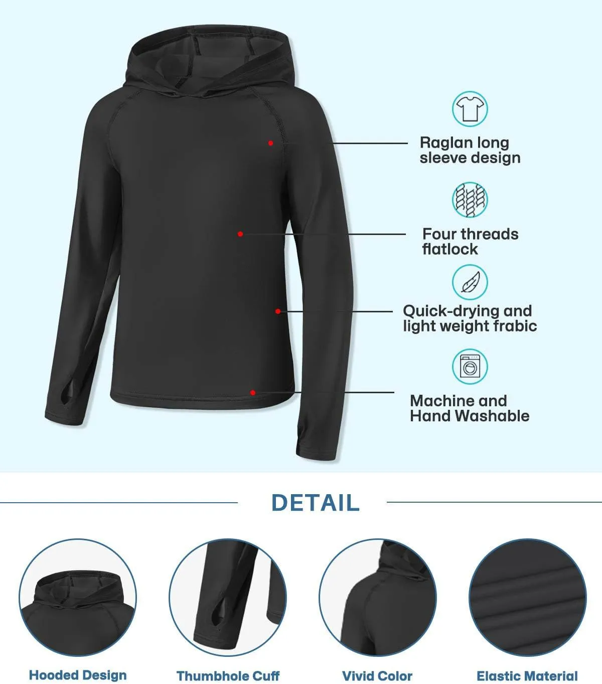 BesserBay Boys Sun Protection Hooded Long Sleeve Rashguard Shirt 1-14 Years