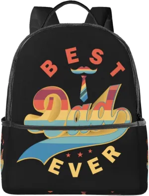 Best Dad Ever Father's Day Beard Tie Backpack Lightweight Laptop Backpacks Casual Double Shoulder Backpack For Women Men Travel