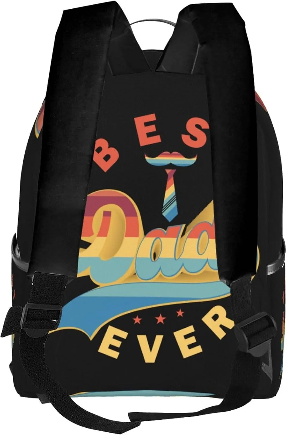 Best Dad Ever Father's Day Beard Tie Backpack Lightweight Laptop Backpacks Casual Double Shoulder Backpack For Women Men Travel