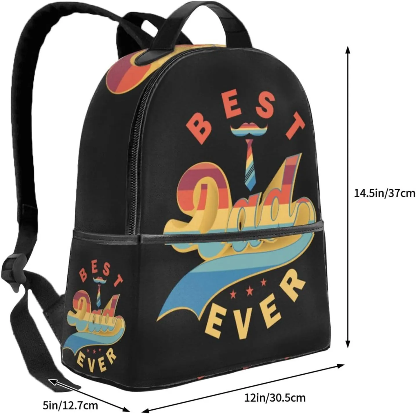 Best Dad Ever Father's Day Beard Tie Backpack Lightweight Laptop Backpacks Casual Double Shoulder Backpack For Women Men Travel