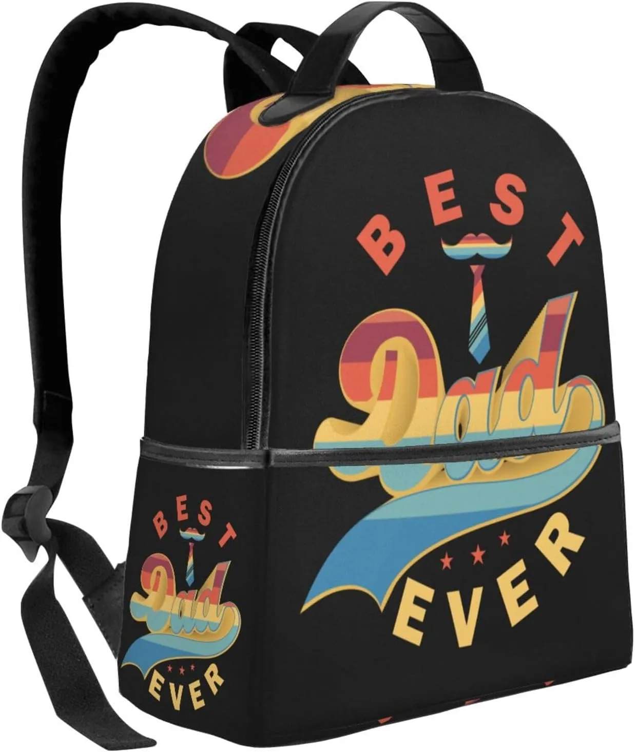 Best Dad Ever Father's Day Beard Tie Backpack Lightweight Laptop Backpacks Casual Double Shoulder Backpack For Women Men Travel