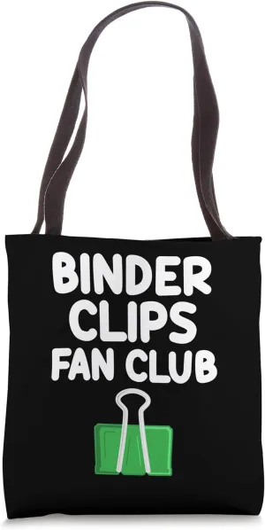 Binder Clips Fan Club Office Stationary Paper Organization Tote Bag