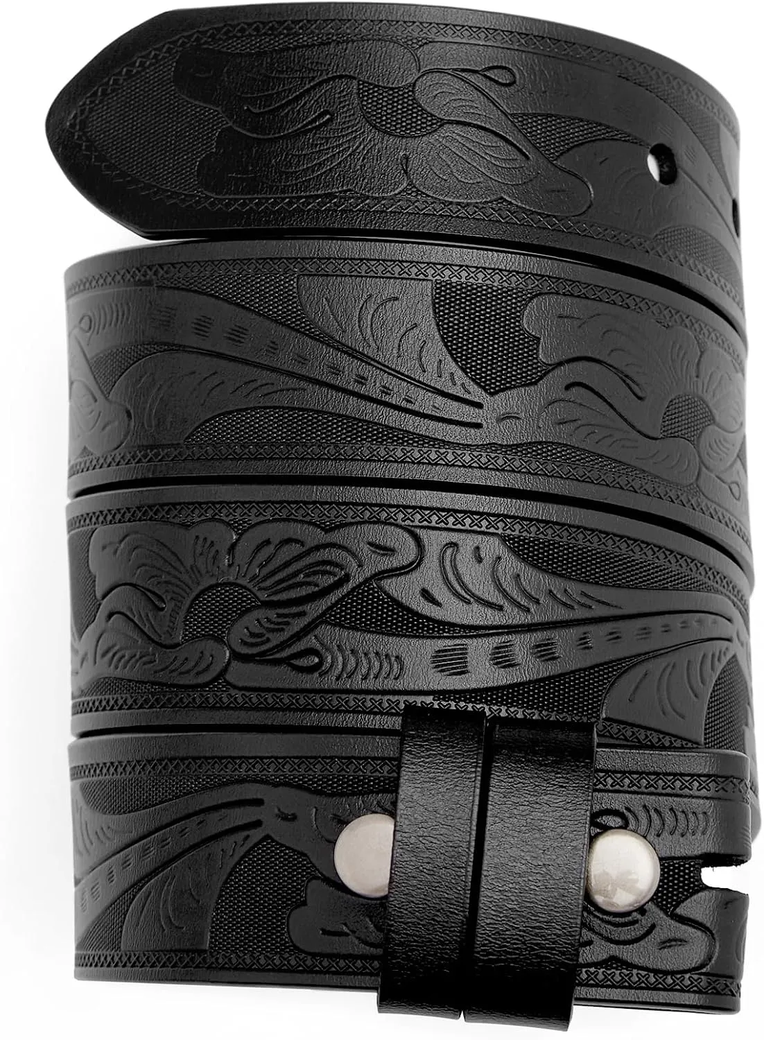 BISON DENIM Western Genuine Leather Belts for Men without Buckle Cowboy Belt 1.5" Belt for Jeans