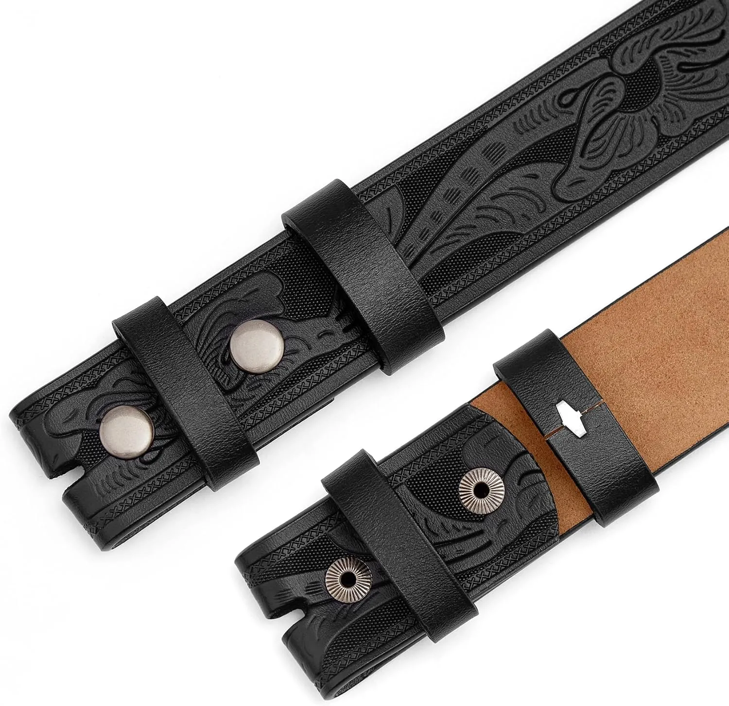 BISON DENIM Western Genuine Leather Belts for Men without Buckle Cowboy Belt 1.5" Belt for Jeans