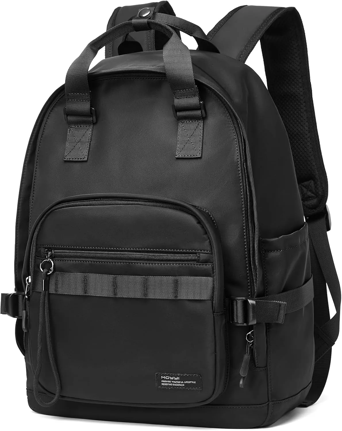 Black Backpack for Men with 16 Inch Laptop Compartment, 19L Day Backpacks Waterproof Daypacks for Travel Work College