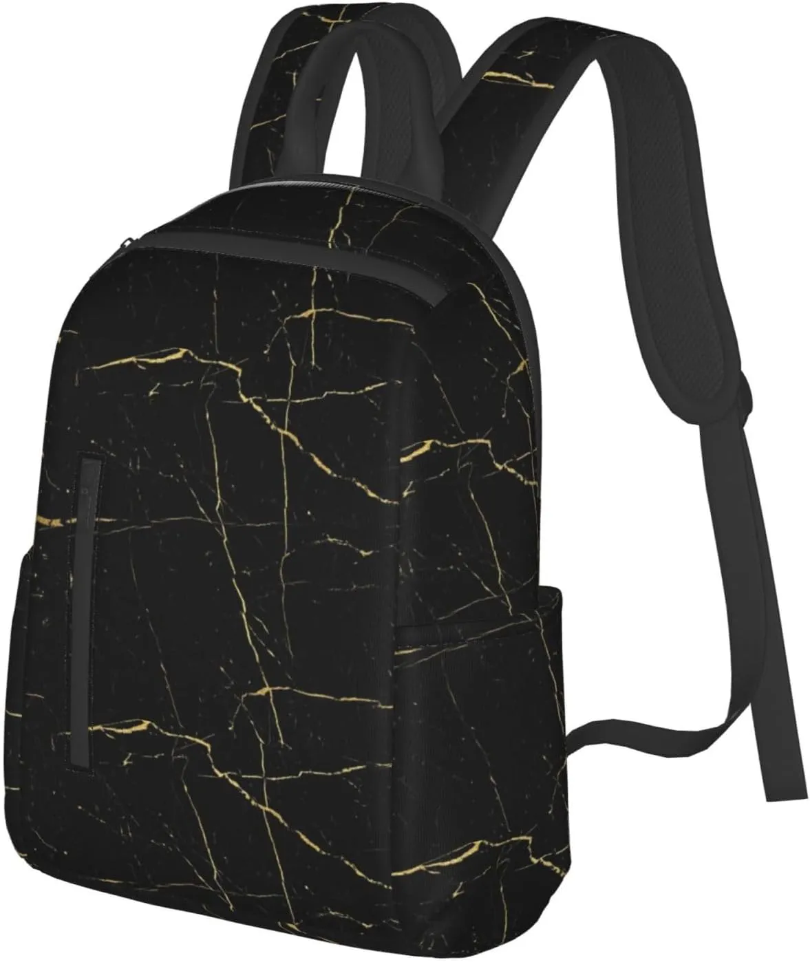 Black Gold Marble backpack book bags for college lightweight laptop backpacks for Men Women