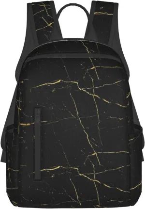 Black Gold Marble backpack book bags for college lightweight laptop backpacks for Men Women